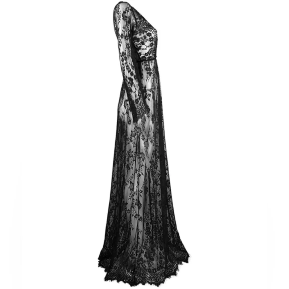 Sexy White Lace Maxi Dress Empire Waist Sheer Full Length Gown Long Lingerie New - Picture 13 of 13